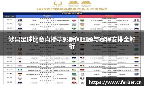 繁昌足球比赛直播精彩瞬间回顾与赛程安排全解析