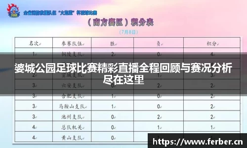 婆城公园足球比赛精彩直播全程回顾与赛况分析尽在这里