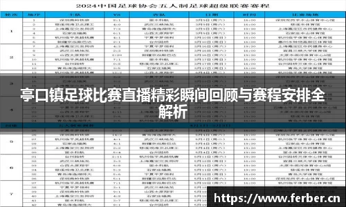 亭口镇足球比赛直播精彩瞬间回顾与赛程安排全解析